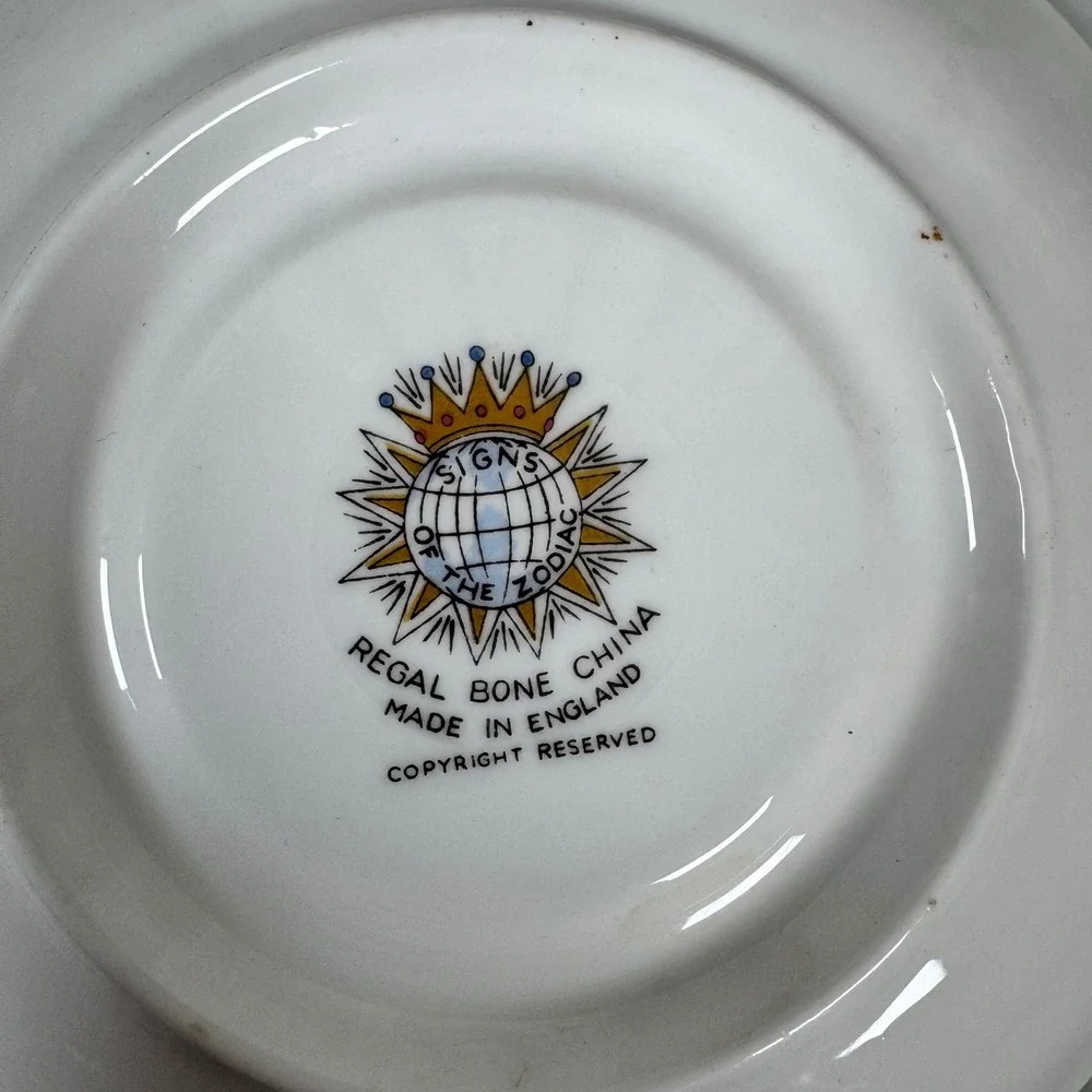 Signs of the Zodiac‎ Regal Bone China Cancer Cup and Saucer Made in England